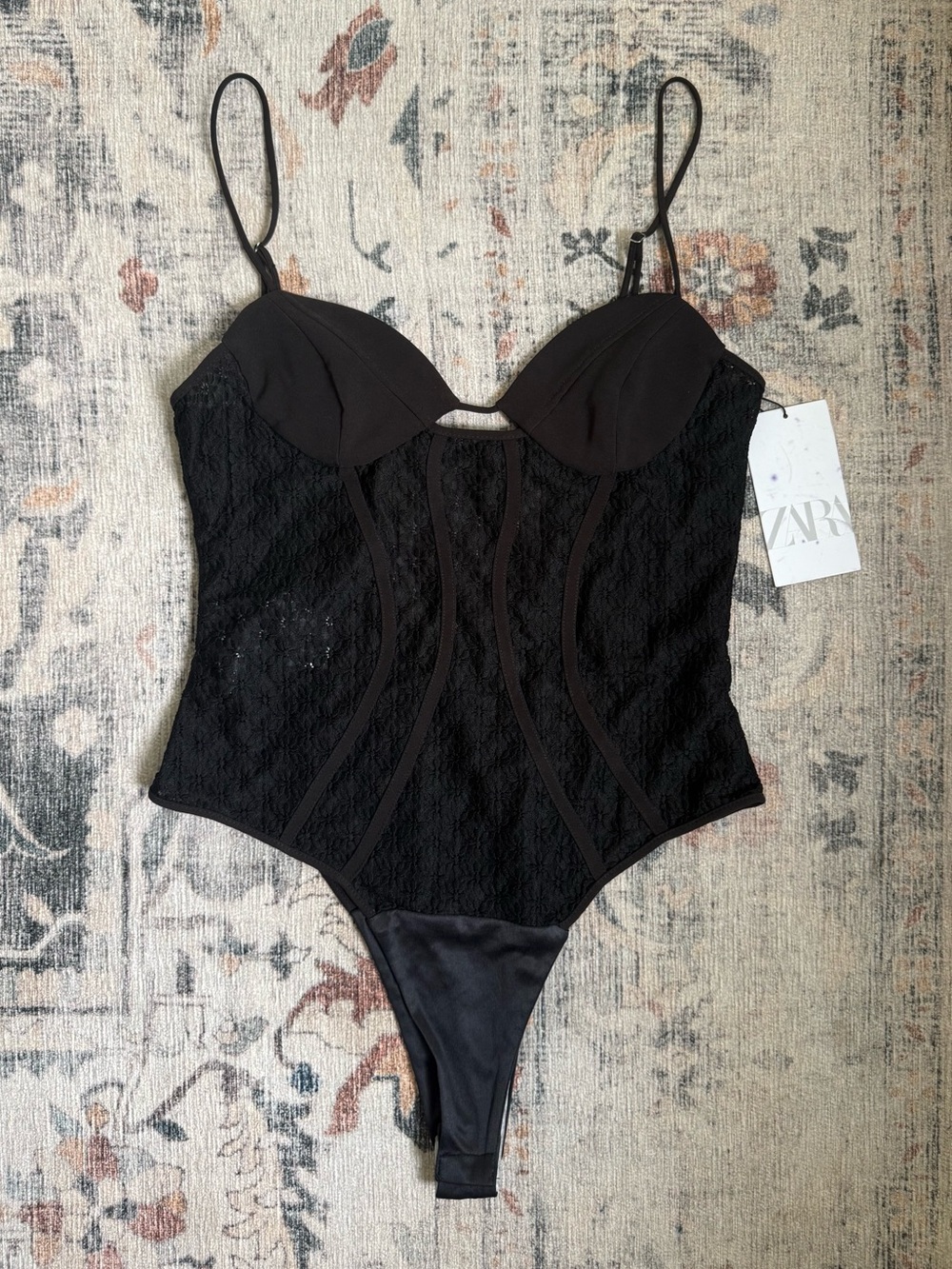 Zara Black Lace Bustier Bodysuit